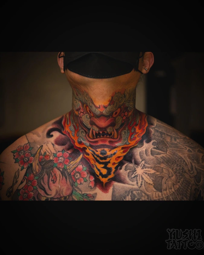 Fiery Foo Dog Neck Piece With Collar Shading