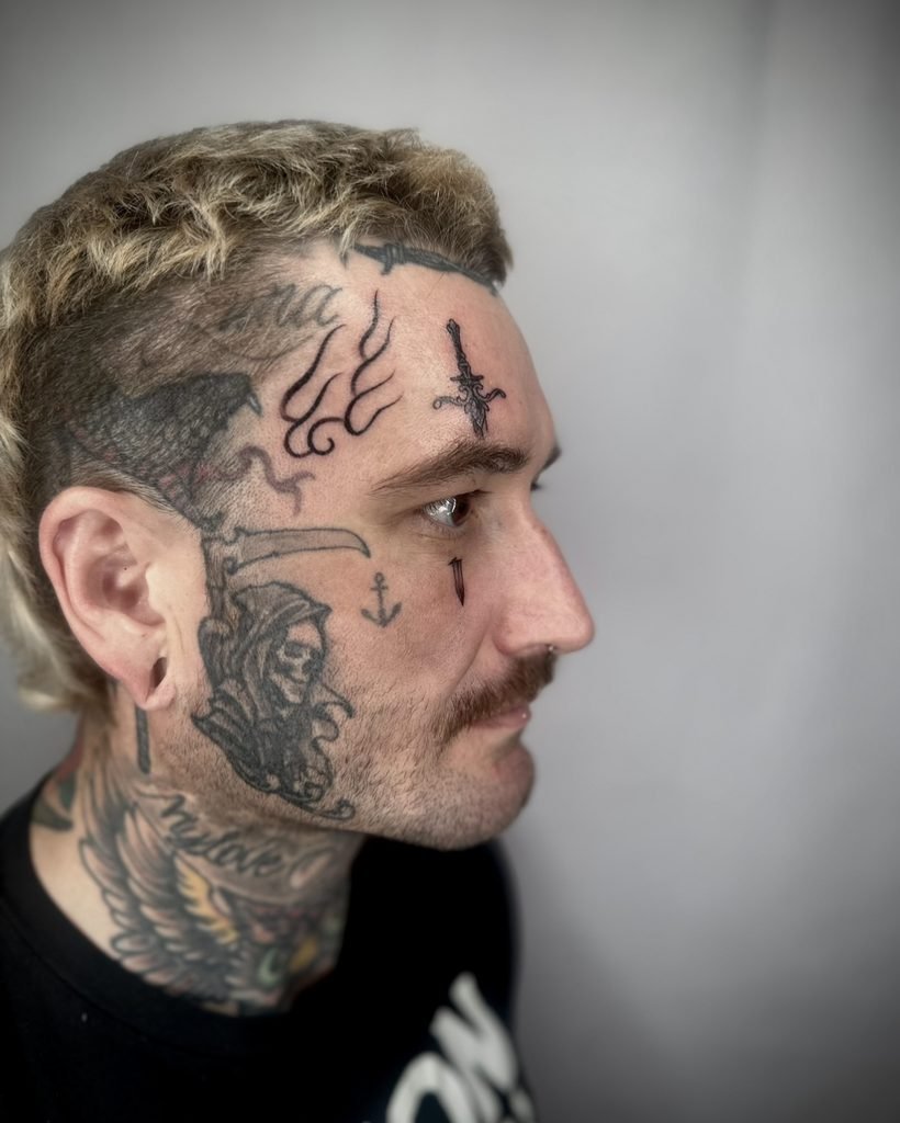 Grim Reaper Cheek Accent with Fine Line Symbols