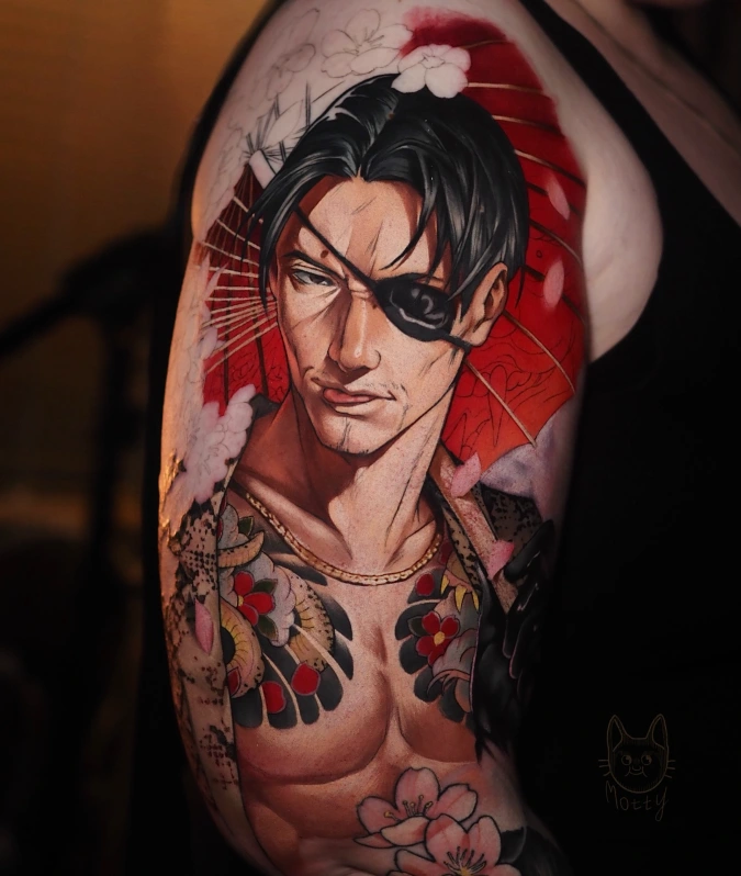 Detailed Character Portrait With Red Umbrella Framing