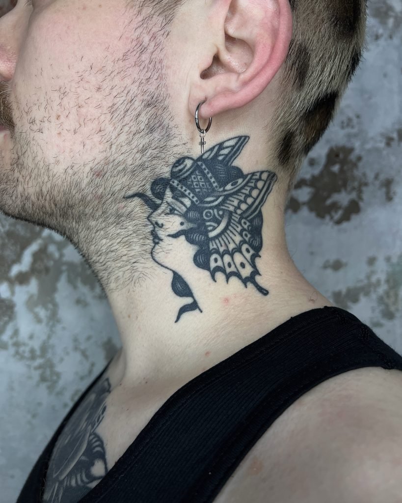 Blackwork Butterfly Lady Profile