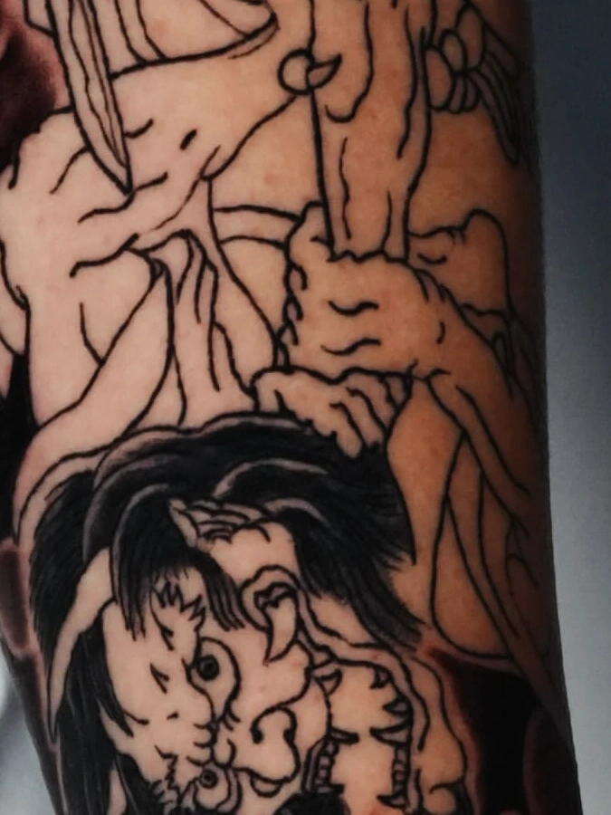 Monochromatic Samurai Warrior Forearm Tattoo