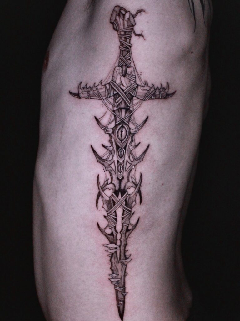 Textural Bone Sword Along the Side Profile
