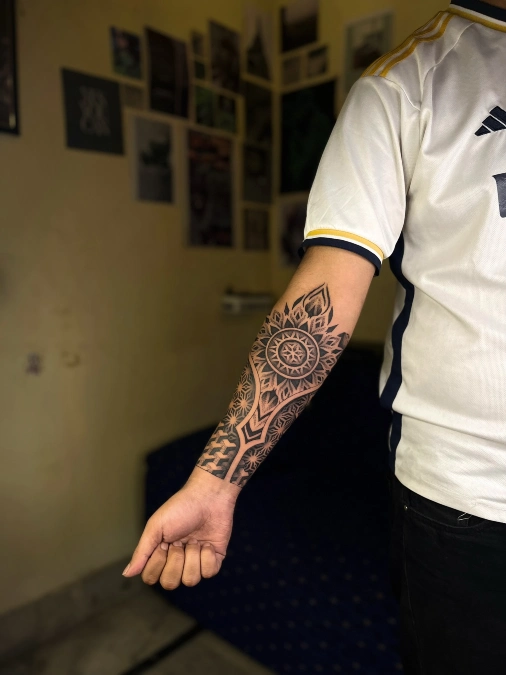 ymmetrical Mandala And 3D Geometric Cuffs